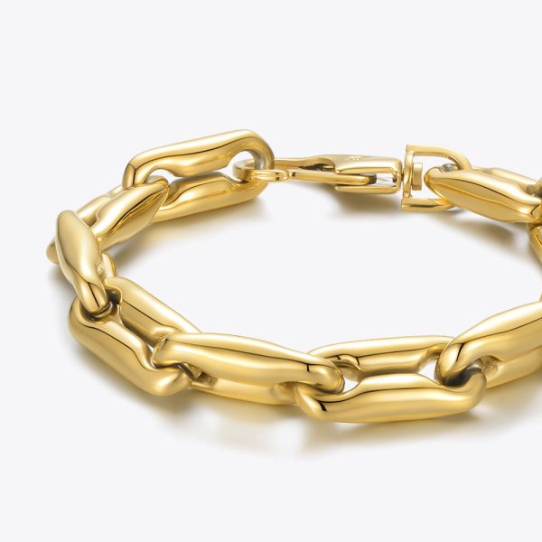 18K Gold Plated Chunky Chain Lobster Buckle Bracelet - Image 6