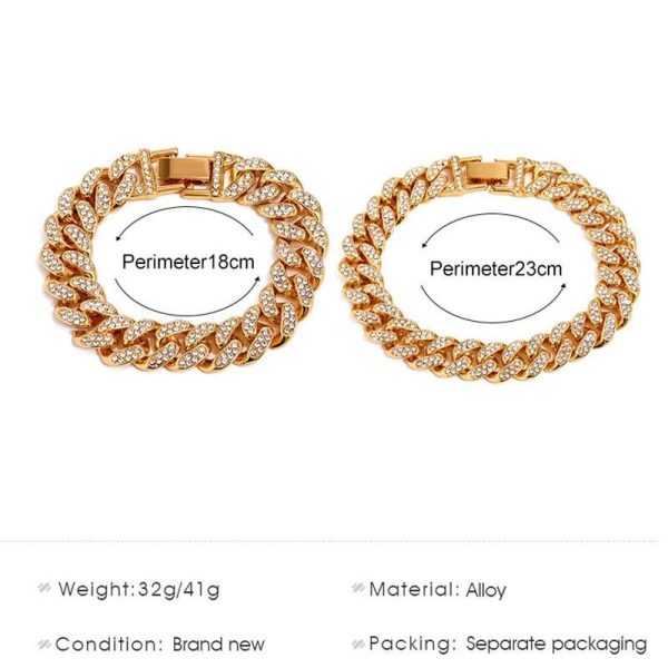 Diamond Cuban Punk Chunky Chain Hihop Bracelet - Image 4