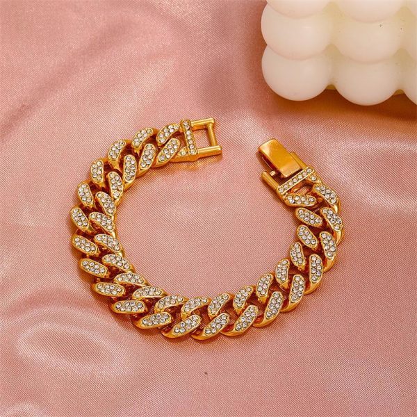 Diamond Cuban Punk Chunky Chain Hihop Bracelet - Image 2