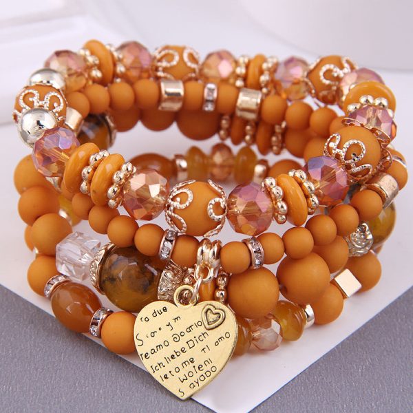Bohemian Multi-layer Beaded Bracelet Rope Bracelet Heart Bracelet - Image 6
