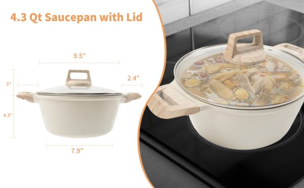 Nonstick Cookware Set, Kitchen Cookware Sets Hard Anodized Granite Pots and Pans, 10 Piece
