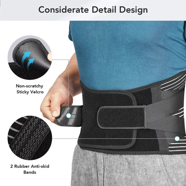 AOLIKES Lower Back Brace with 6 Stays Anti-skid Orthopedic lumbar Support Breathable Waist Support Belt for Gym Pain Relief - Image 4
