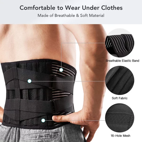 AOLIKES Lower Back Brace with 6 Stays Anti-skid Orthopedic lumbar Support Breathable Waist Support Belt for Gym Pain Relief - Image 5