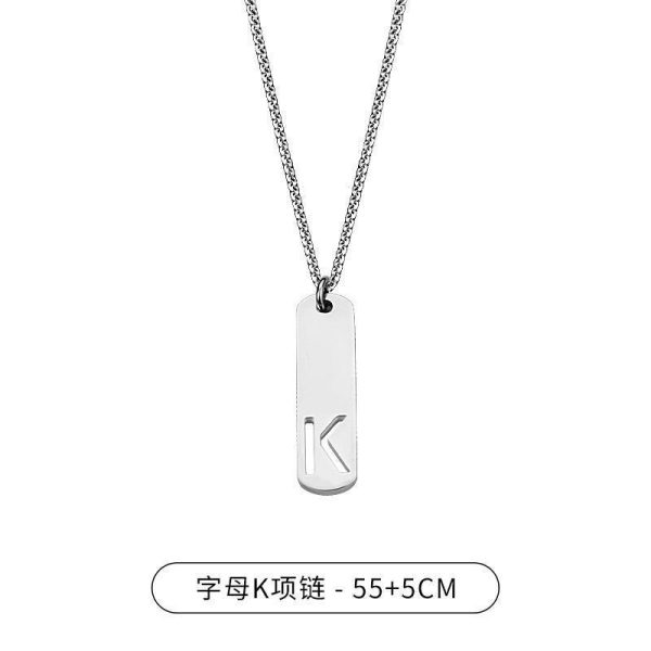 Titanium Steel Square Letter Necklace Men's Simple Versatile Pendant English Letters Niche Design Accessories Trendy Accessories - Image 8