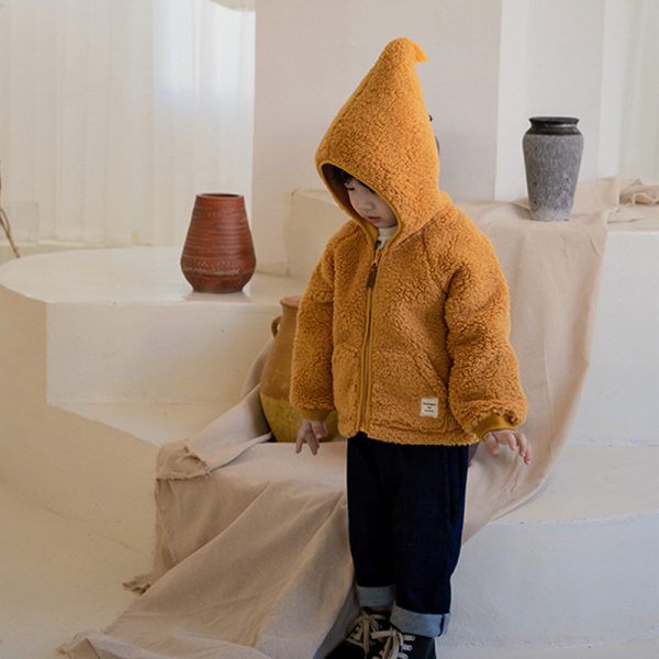 Autumn And Winter New Children's Plush Hooded Cardigan Soft And Warm Male And Female Baby Polar Fleece Jacket - Image 4