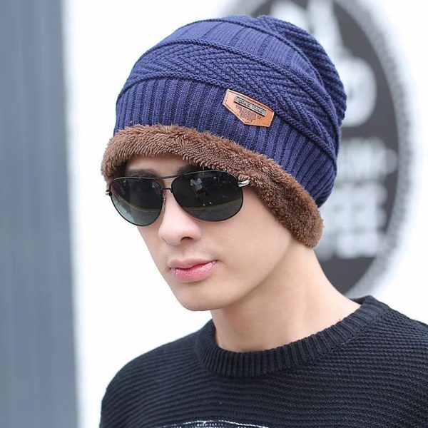 Winter Hat New Men's Thickened Woolen Hat Plus Velvet To Keep Warm Winter Cotton Hat Young Knitted Hat - Image 3