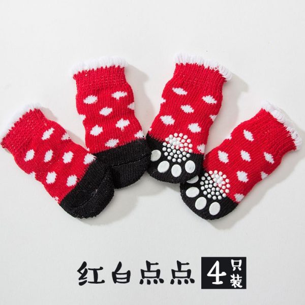 Pet Socks Anti-dirty And Non-slip Dog Foot Covers Teddy Bichon Puppy Cotton Socks Three-dimensional Doll Dog Shoes Set Of 4 - Image 9