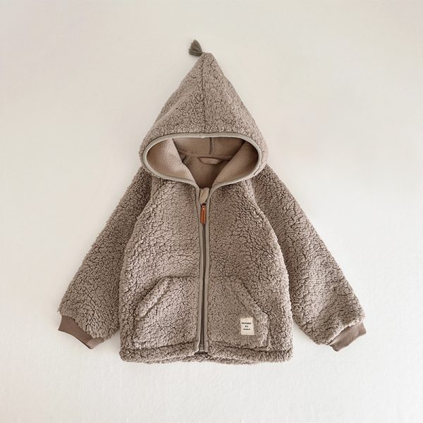 Autumn And Winter New Children's Plush Hooded Cardigan Soft And Warm Male And Female Baby Polar Fleece Jacket - Image 9