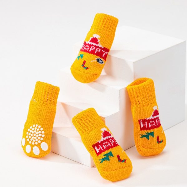 Pet Socks Anti-dirty And Non-slip Dog Foot Covers Teddy Bichon Puppy Cotton Socks Three-dimensional Doll Dog Shoes Set Of 4 - Image 6