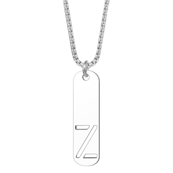 Titanium Steel Square Letter Necklace Men's Simple Versatile Pendant English Letters Niche Design Accessories Trendy Accessories - Image 5