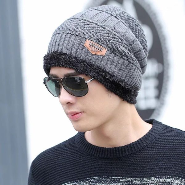 Winter Hat New Men's Thickened Woolen Hat Plus Velvet To Keep Warm Winter Cotton Hat Young Knitted Hat - Image 5
