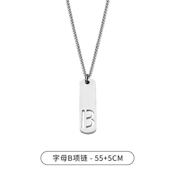 Titanium Steel Square Letter Necklace Men's Simple Versatile Pendant English Letters Niche Design Accessories Trendy Accessories - Image 6