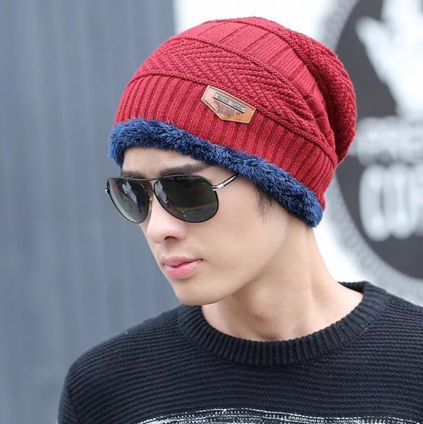 Winter Hat New Men's Thickened Woolen Hat Plus Velvet To Keep Warm Winter Cotton Hat Young Knitted Hat - Image 2