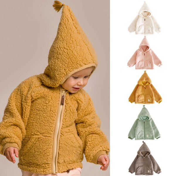 Autumn And Winter New Children's Plush Hooded Cardigan Soft And Warm Male And Female Baby Polar Fleece Jacket