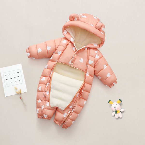 Newborn Baby Baby Onesie Children Winter Boy Romper Girl Go Out Hugging Romper Winter Clothes - Image 3