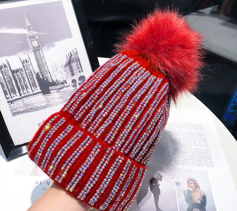 Women's Diamond Knitted Hat | Velvet-Lined Winter Beanie 8 velvet lined knitted hatred