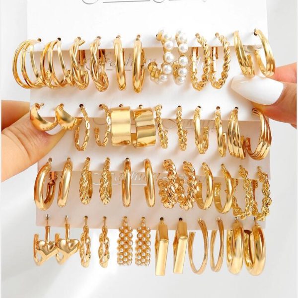 Metal Twist Chain Earrings Set Creative Simple Earrings Geometric Earrings - Image 6