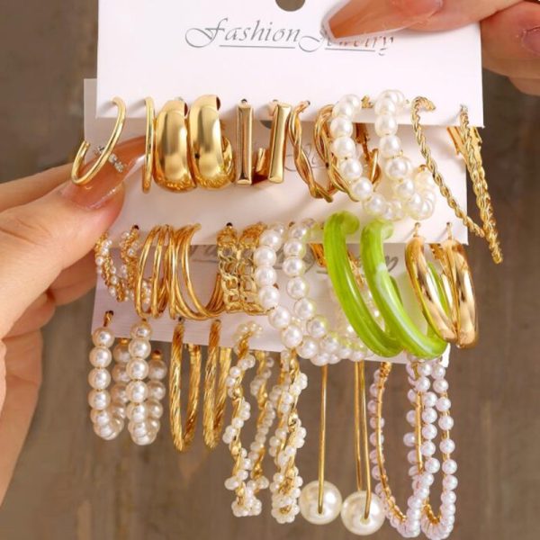 Metal Twist Chain Earrings Set Creative Simple Earrings Geometric Earrings - Image 4