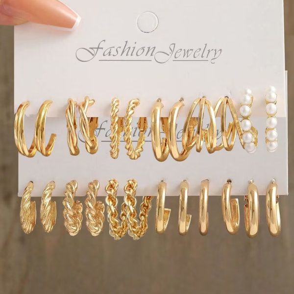 Metal Twist Chain Earrings Set Creative Simple Earrings Geometric Earrings - Image 8
