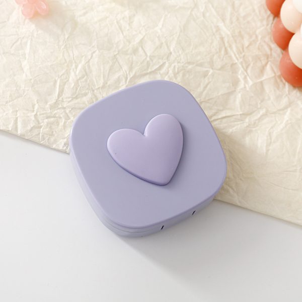 Macaron Color Square Love Contact Lens Case Contact Lens Storage Box Portable Mirror - Image 7
