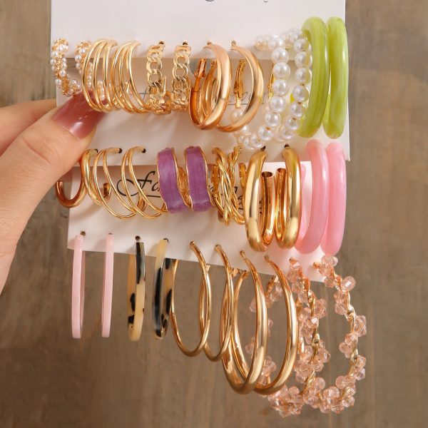Metal Twist Chain Earrings Set Creative Simple Earrings Geometric Earrings - Image 3