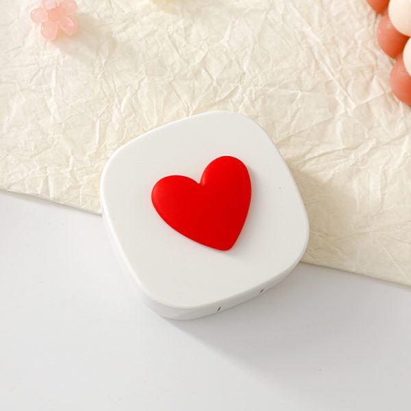 Macaron Color Square Love Contact Lens Case Contact Lens Storage Box Portable Mirror - Image 6