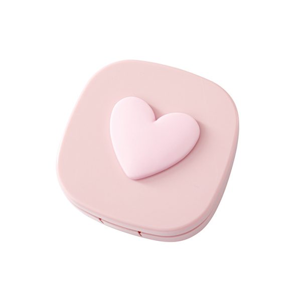 Macaron Color Square Love Contact Lens Case Contact Lens Storage Box Portable Mirror - Image 5