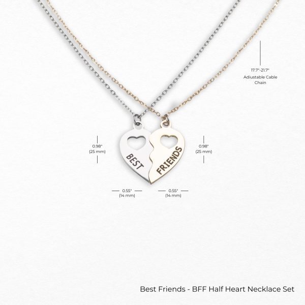 Best Friends - BFF Half Heart Necklace Set Gift For Your Best Friend - Image 11