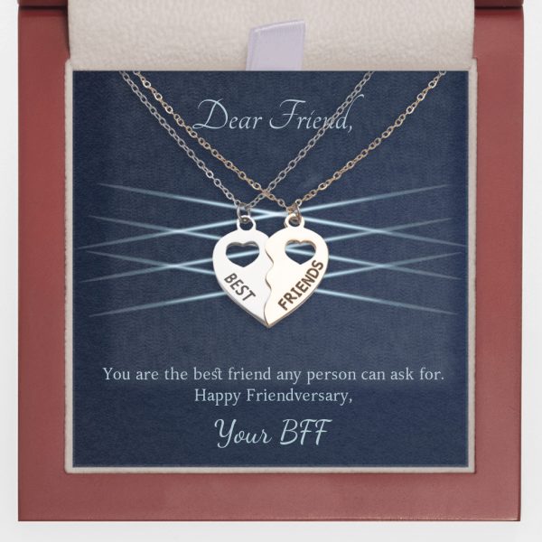 Best Friends - BFF Half Heart Necklace Set Gift For Your Best Friend - Image 3
