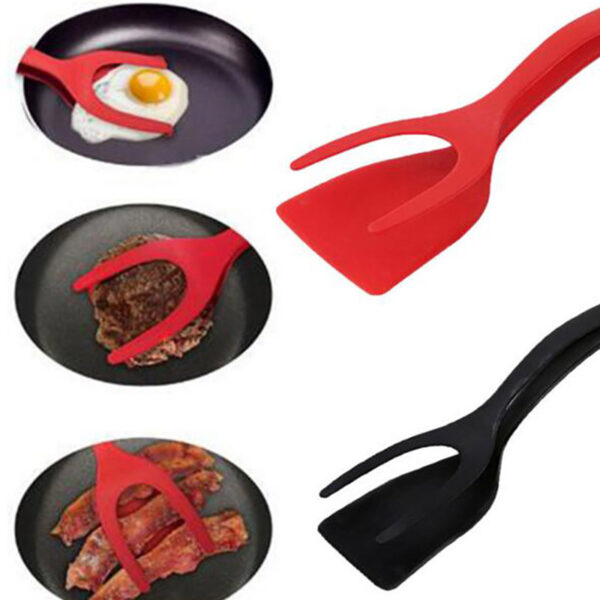 2 In 1 Grip And Flip Tongs Egg Spatula Tongs Clamp Pancake Fried Egg French Toast Omelet Overturned Kitchen Accessories - Image 2