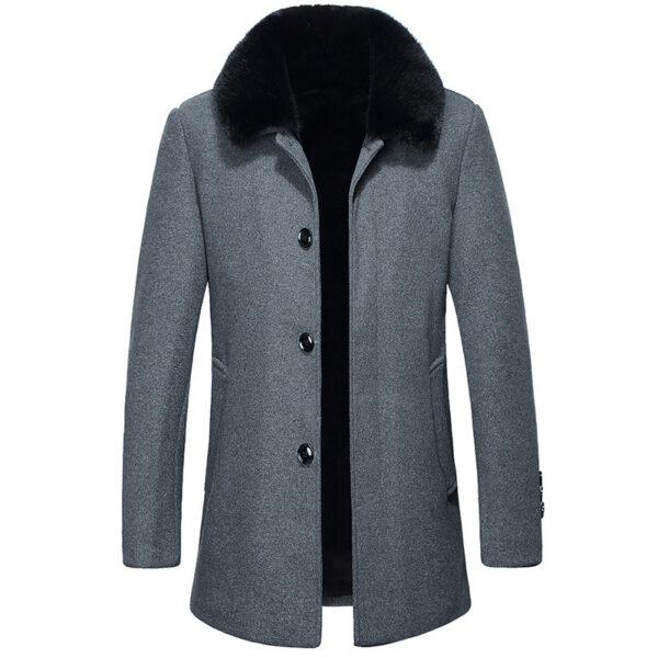 Woolen Coat With Wool Collar For Men - Image 4