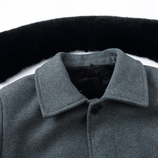 Woolen Coat With Wool Collar For Men - Image 2