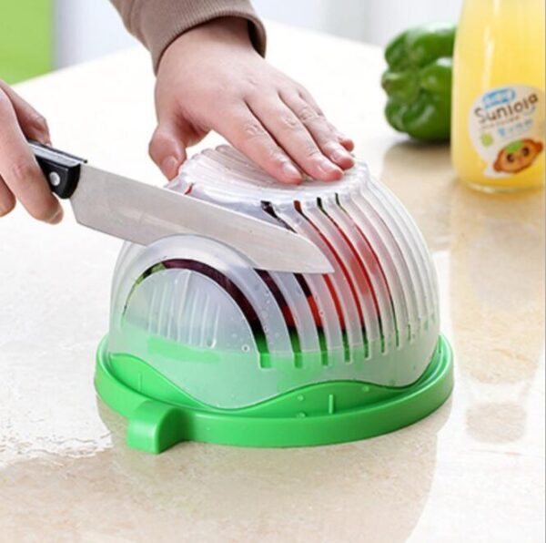 Knife Vegetable Cutter – Quick & Safe Salad Cutter Bowl