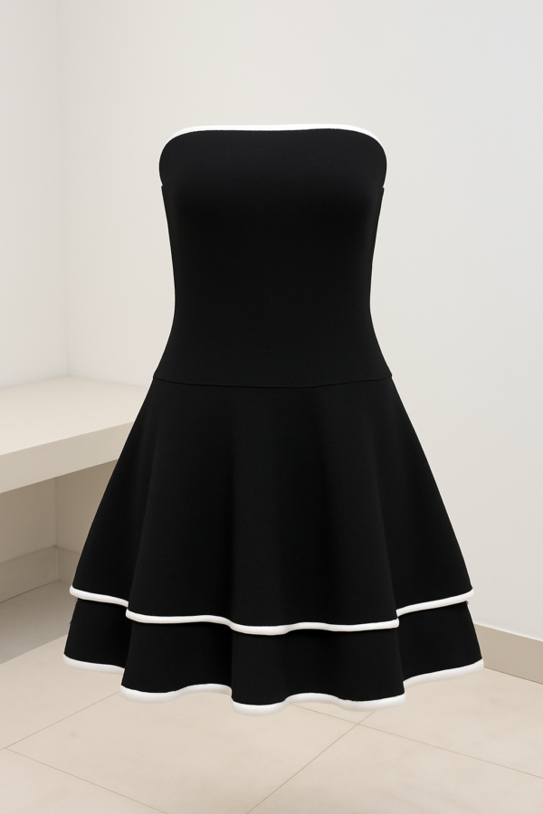 Black Dress with White Piping 3