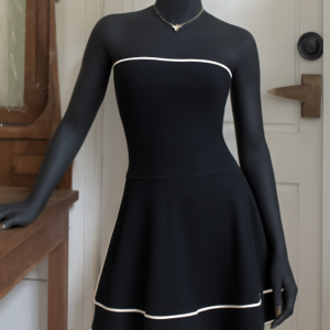 Black Dress with White Piping 1