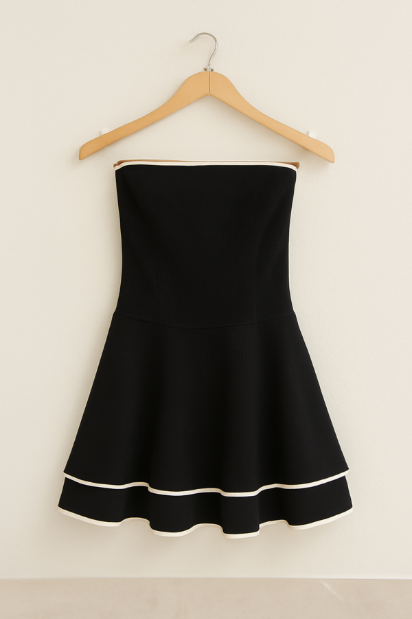 Black Dress with White Piping 2