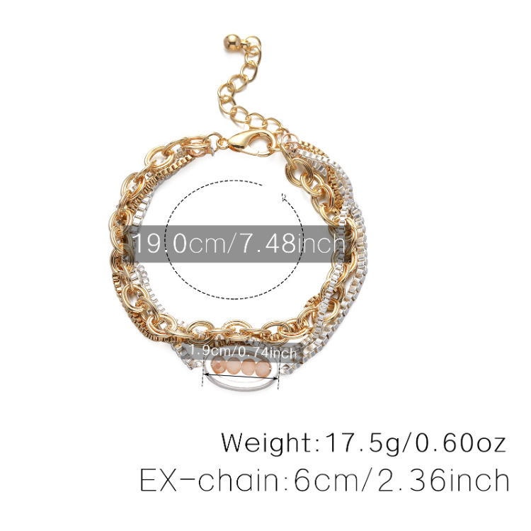 Adjustable Beaded Bracelet | Multi-Layer Metal Band