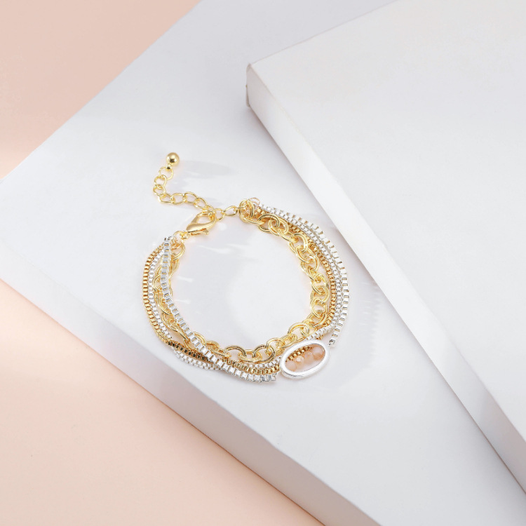 Adjustable Beaded Bracelet | Multi-Layer Metal Band