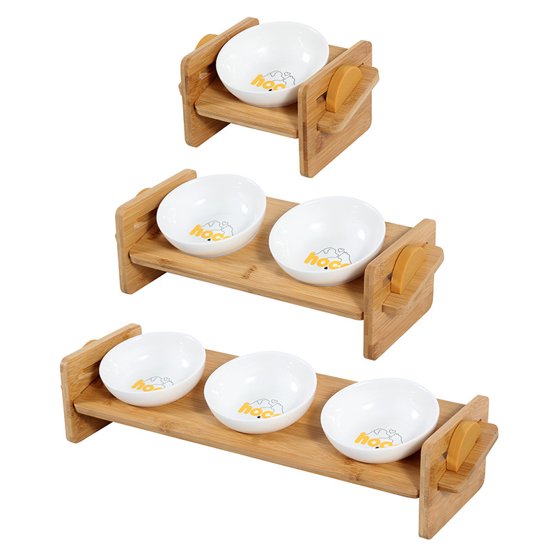 Adjustable Cat Feeding Station | Anti-Spill Ceramic Bowl Set