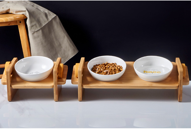 Adjustable Cat Feeding Station | Anti-Spill Ceramic Bowl Set