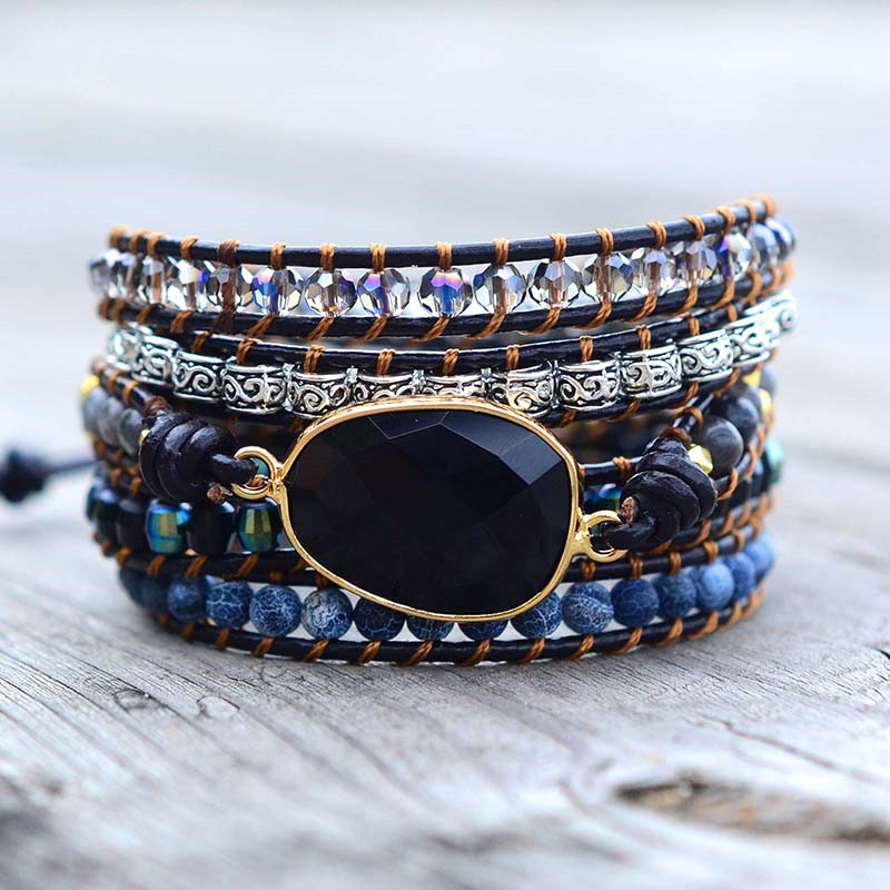 Bohemian Agate Wrap Bracelet | Multi-Layer Decorative Band