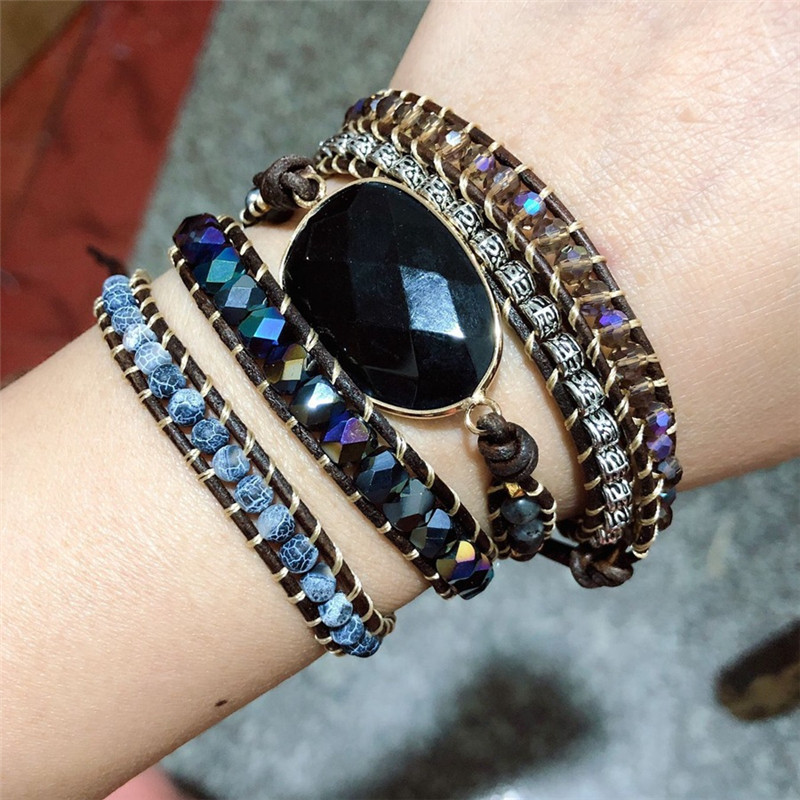 Bohemian Agate Wrap Bracelet | Multi-Layer Decorative Band
