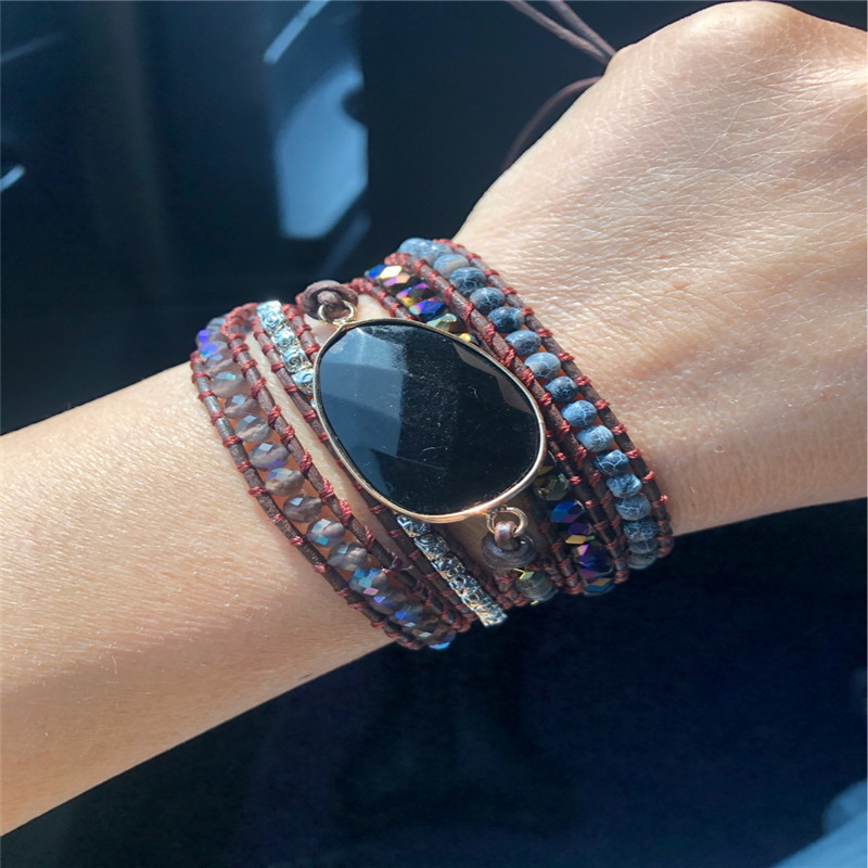 Bohemian Agate Wrap Bracelet | Multi-Layer Decorative Band