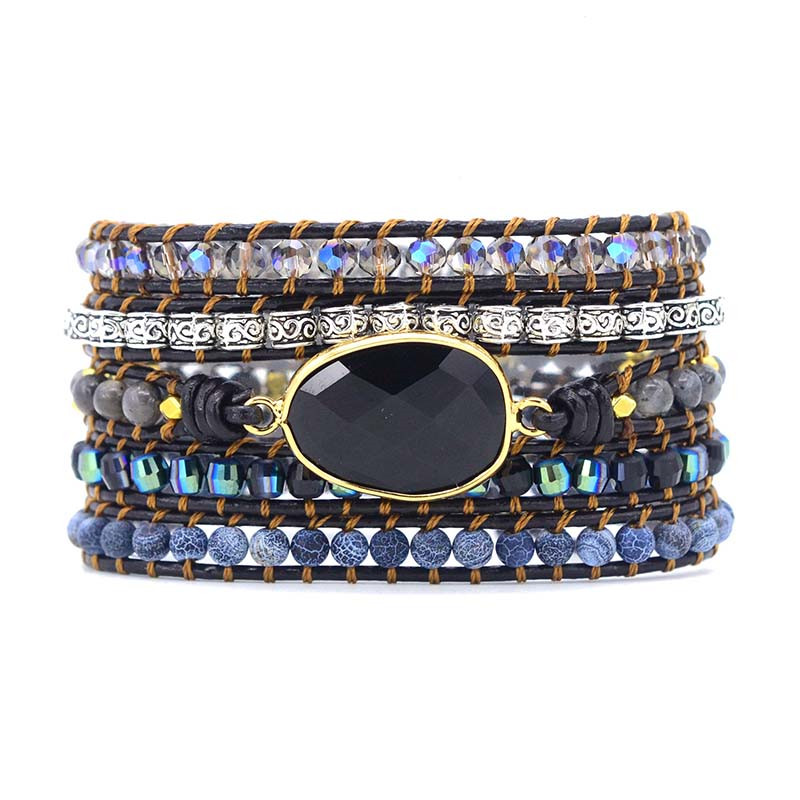 Bohemian Agate Wrap Bracelet | Multi-Layer Decorative Band