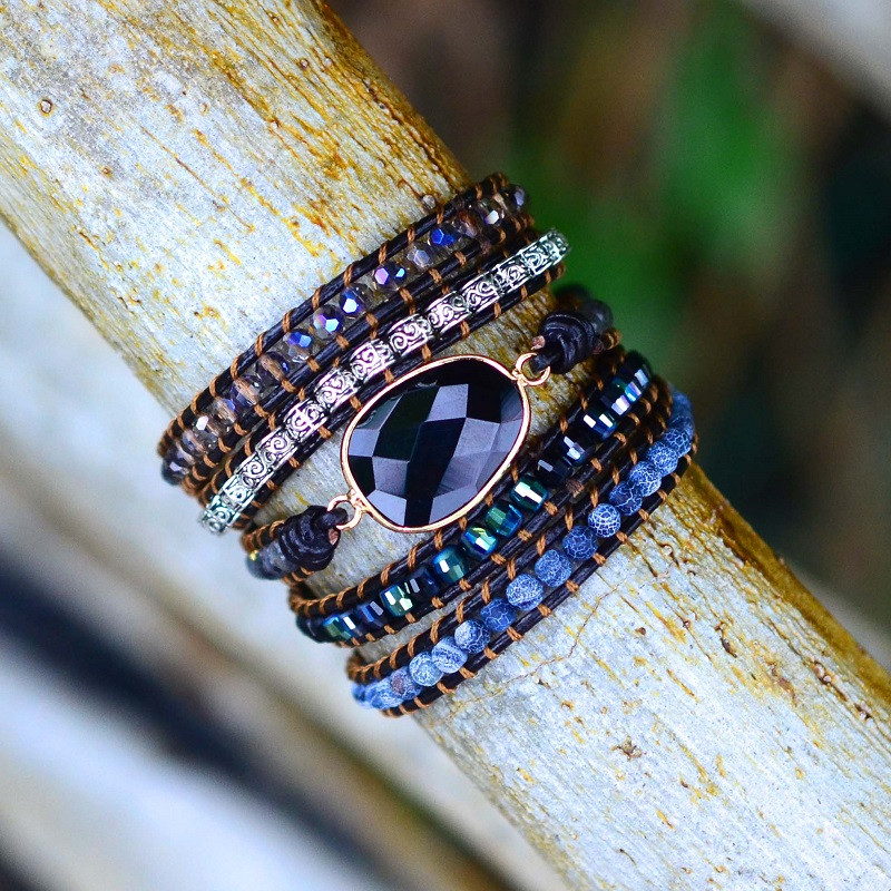 Bohemian Agate Wrap Bracelet | Multi-Layer Decorative Band