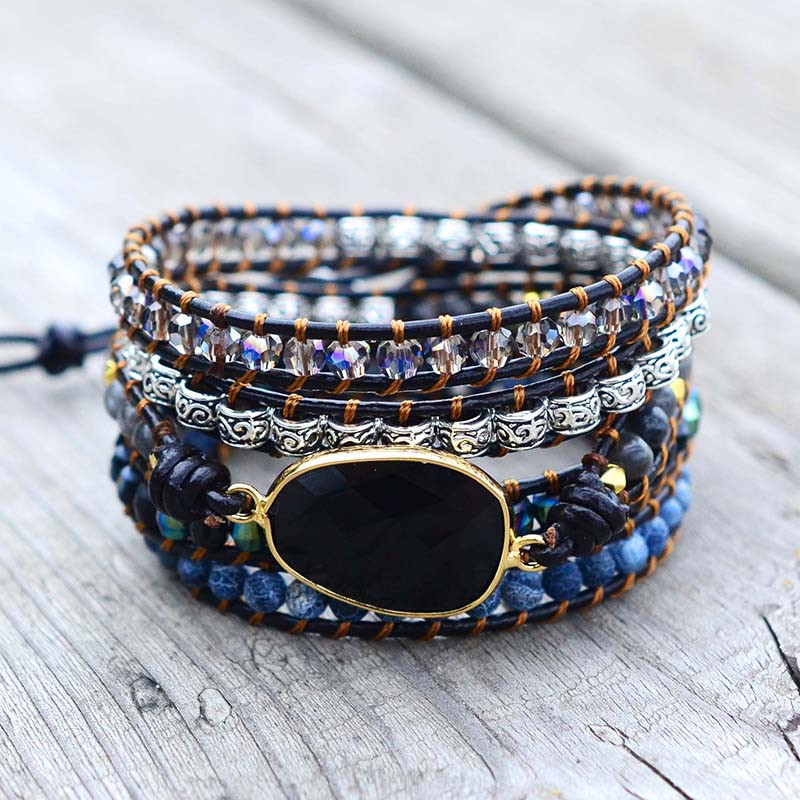 Bohemian Agate Wrap Bracelet | Multi-Layer Decorative Band