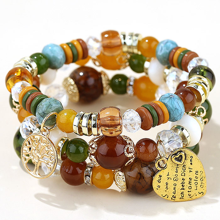 Candy Bead Temperament Bracelet | Geometric Multi-Layer Band
