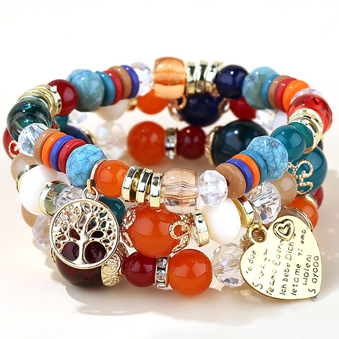 Candy Bead Temperament Bracelet | Geometric Multi-Layer Band
