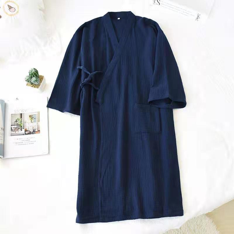 Double-Layer Gauze Robe | Washed Cotton Yarn Bathrobe 8 Double-Layer Gauze Robe | Washed Cotton Yarn Bathrobe