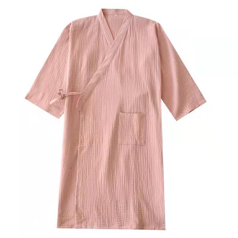 Double-Layer Gauze Robe | Washed Cotton Yarn Bathrobe 10 Double-Layer Gauze Robe | Washed Cotton Yarn Bathrobe